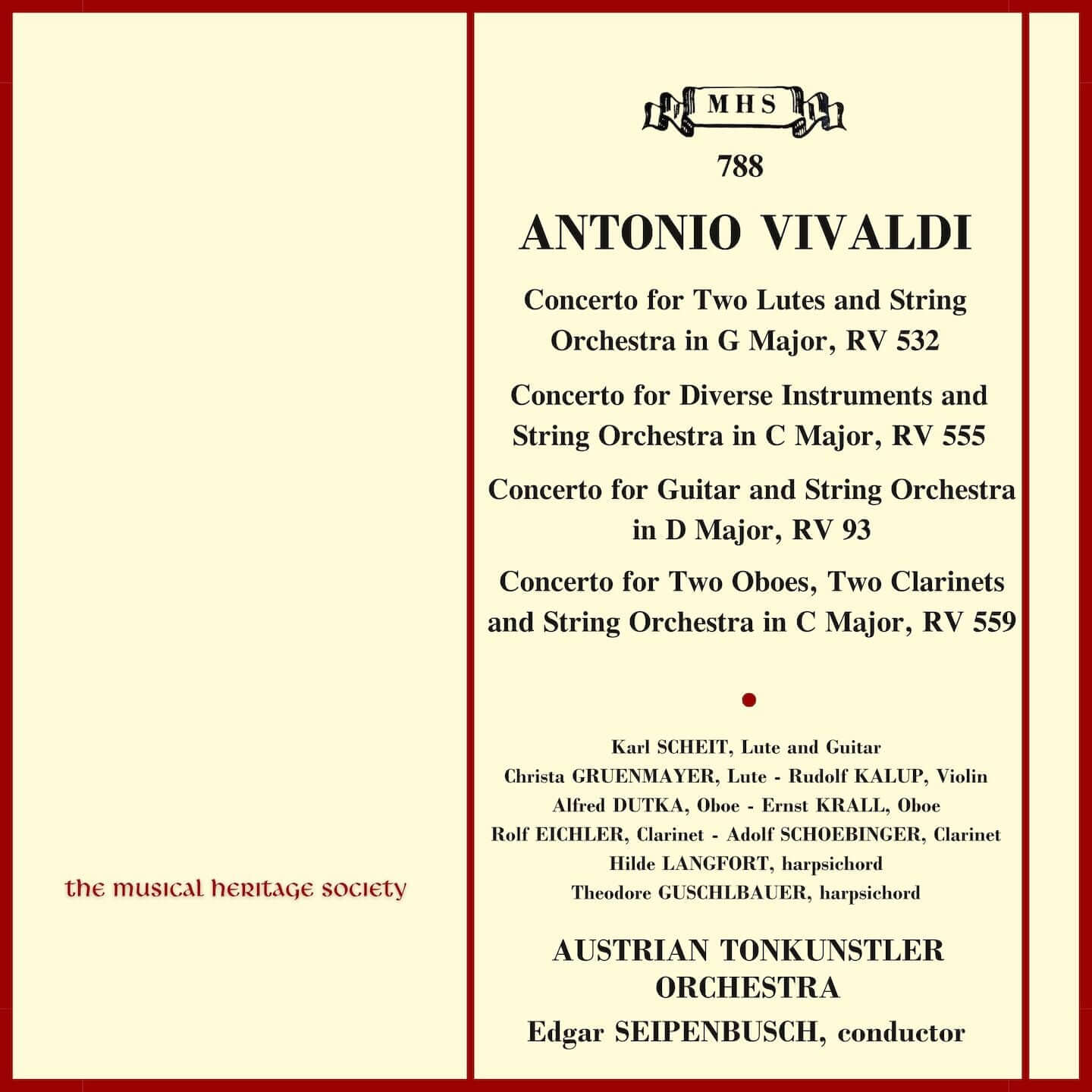 VIVALDI: CONCERTOS FOR DIVERSE INSTRUMENTS - AUSTRIAN TONKUNSTLER ORCHESTRA