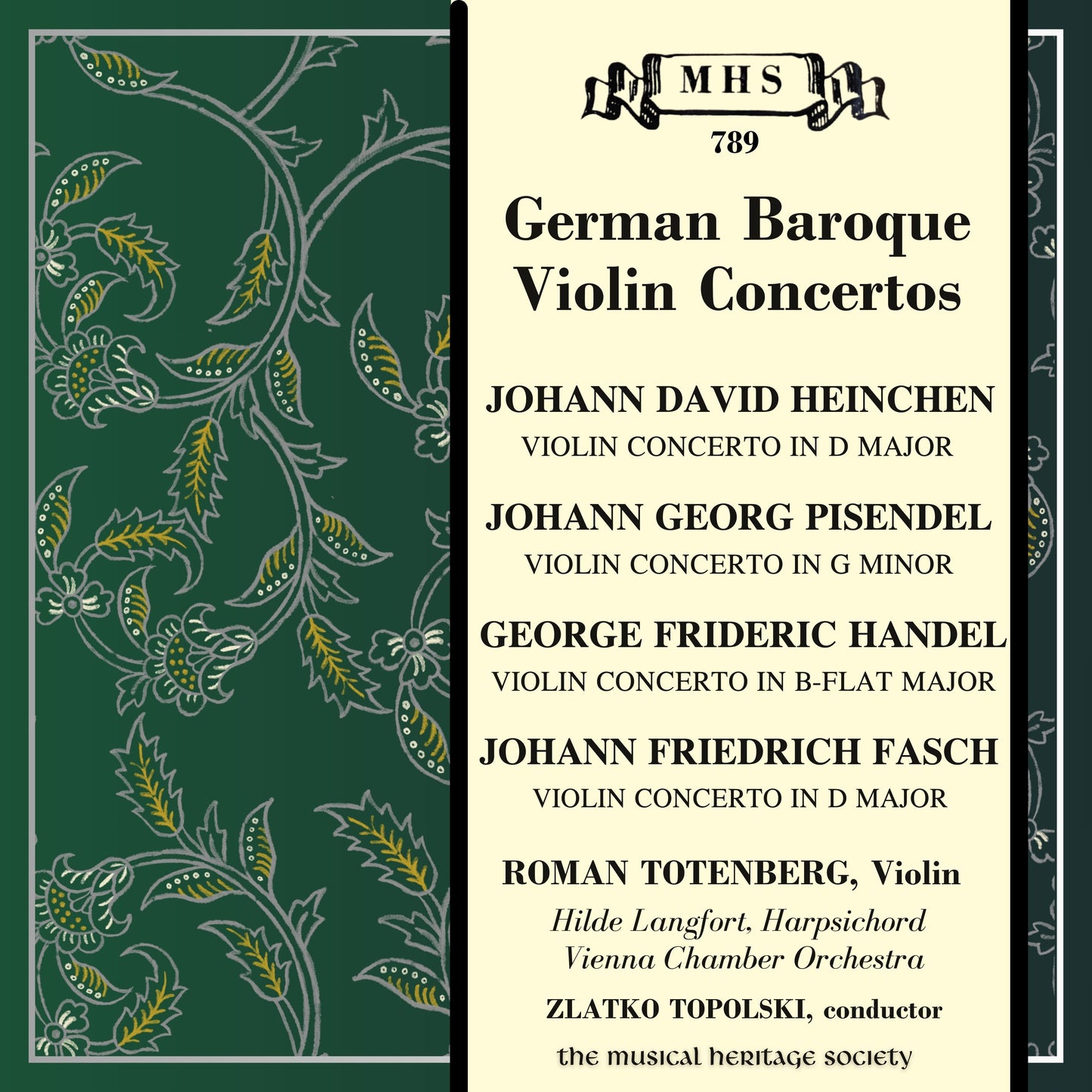 German Baroque Violin Concertos (Heinchen, Pisendel, Handel, Fasch) - Roman Totenberg, Vienna Chamber Orchestra
