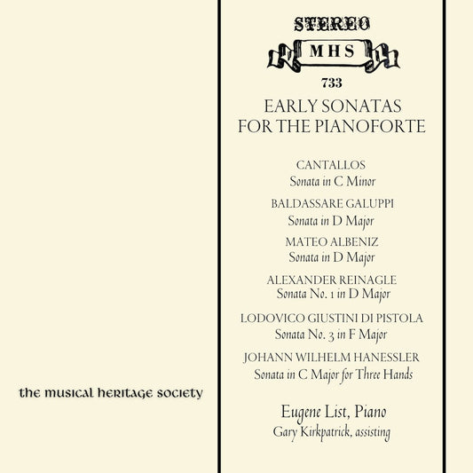 EARLY SONATAS FOR THE PIANOFORTE - Eugene List, piano