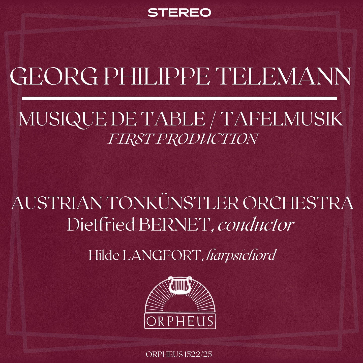 Telemann: Tafelmusik, First Production