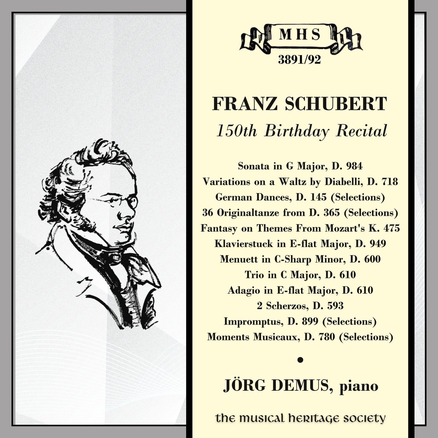 Schubert: 150th Commemorative Recital - Jörg Demus, piano