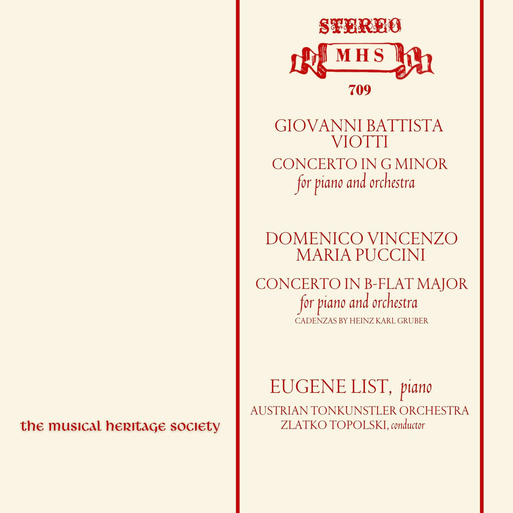 VIOTTI & PUCCINI: PIANO CONCERTO - EUGENE LIST, VIENNA CHAMBER ORCHESTRA
