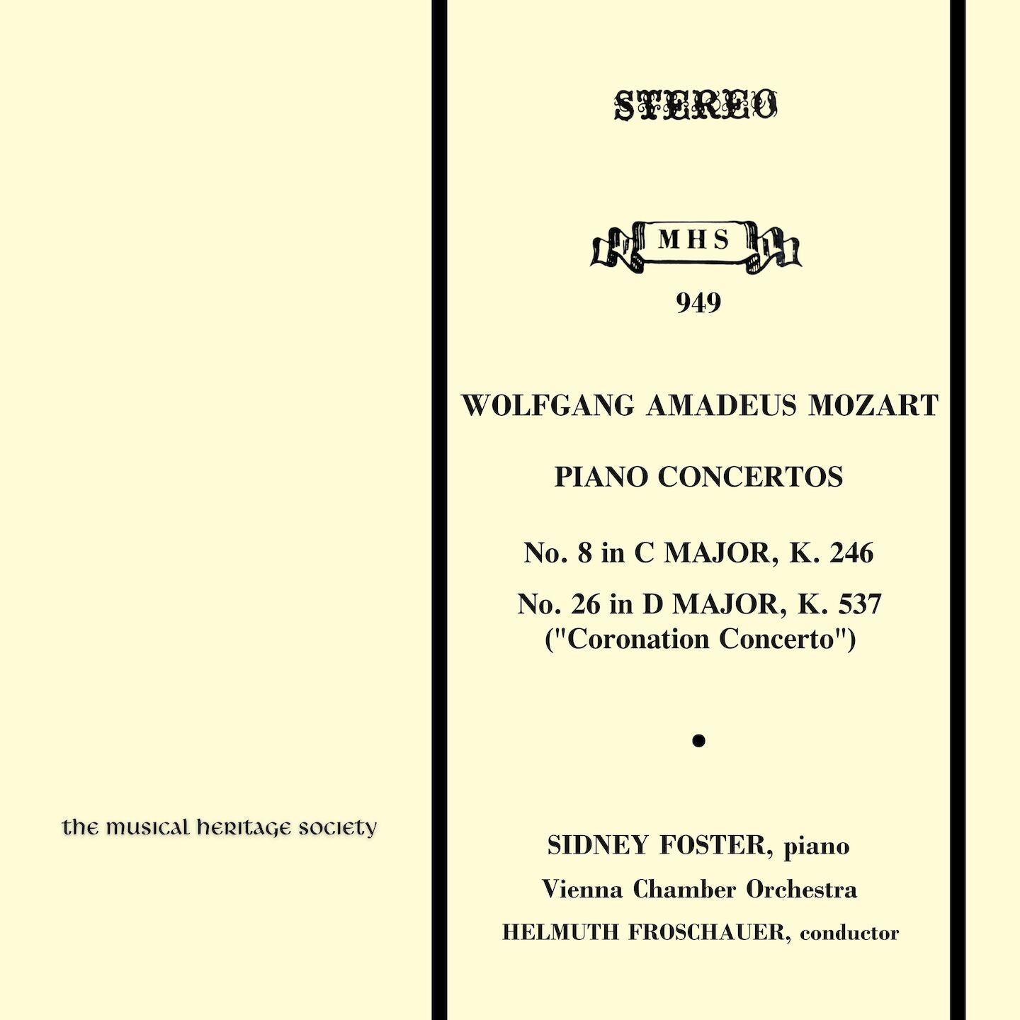 Piano Concerto No. 8 in C Major, K. 246: II. Andante (cadenzas by Sidney Foster)