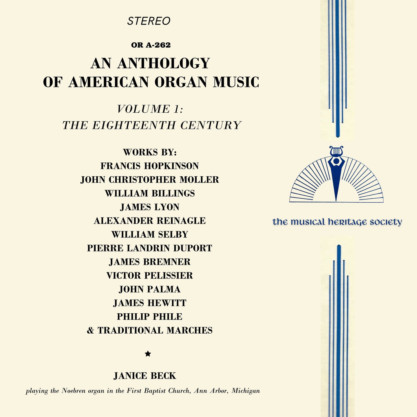 An Anthology of American Organ Music, Vol. 1: The 18th Century - Janice Beck, organ