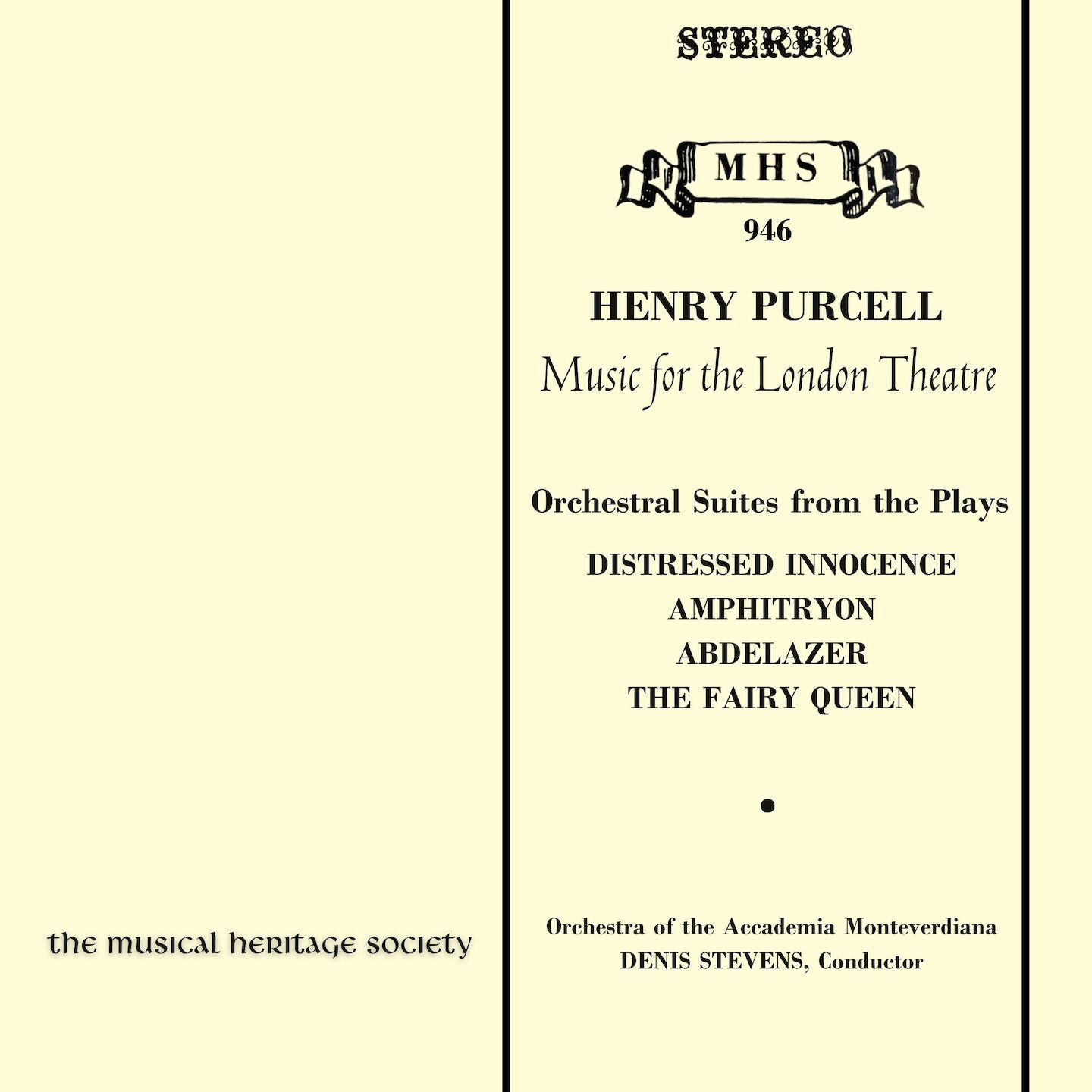 PURCELL: MUSIC FOR THE LONDON THEATER - Denis Stevens, Accademia Monteverdiana