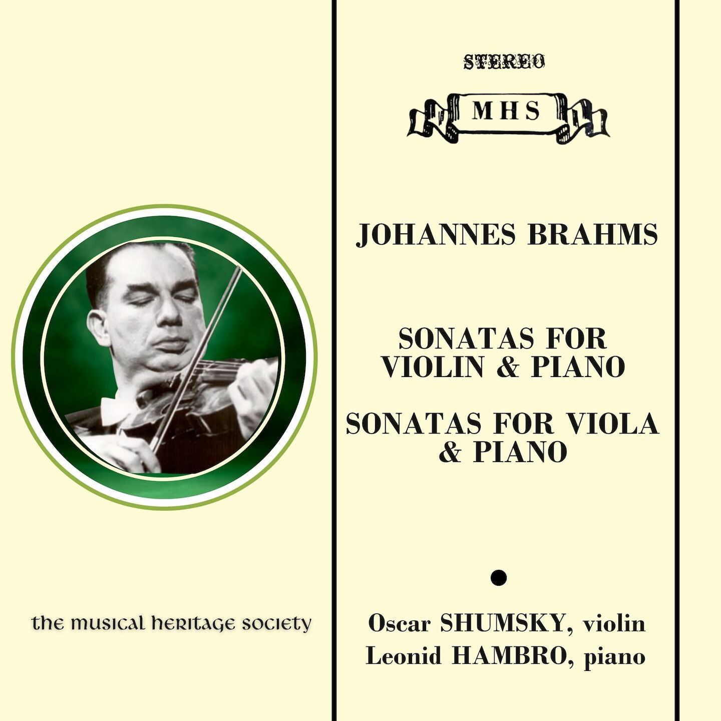 BRAHMS: SONATAS FOR VIOLIN & VIOLA - Oscar Shumsky & Leonid Hambro