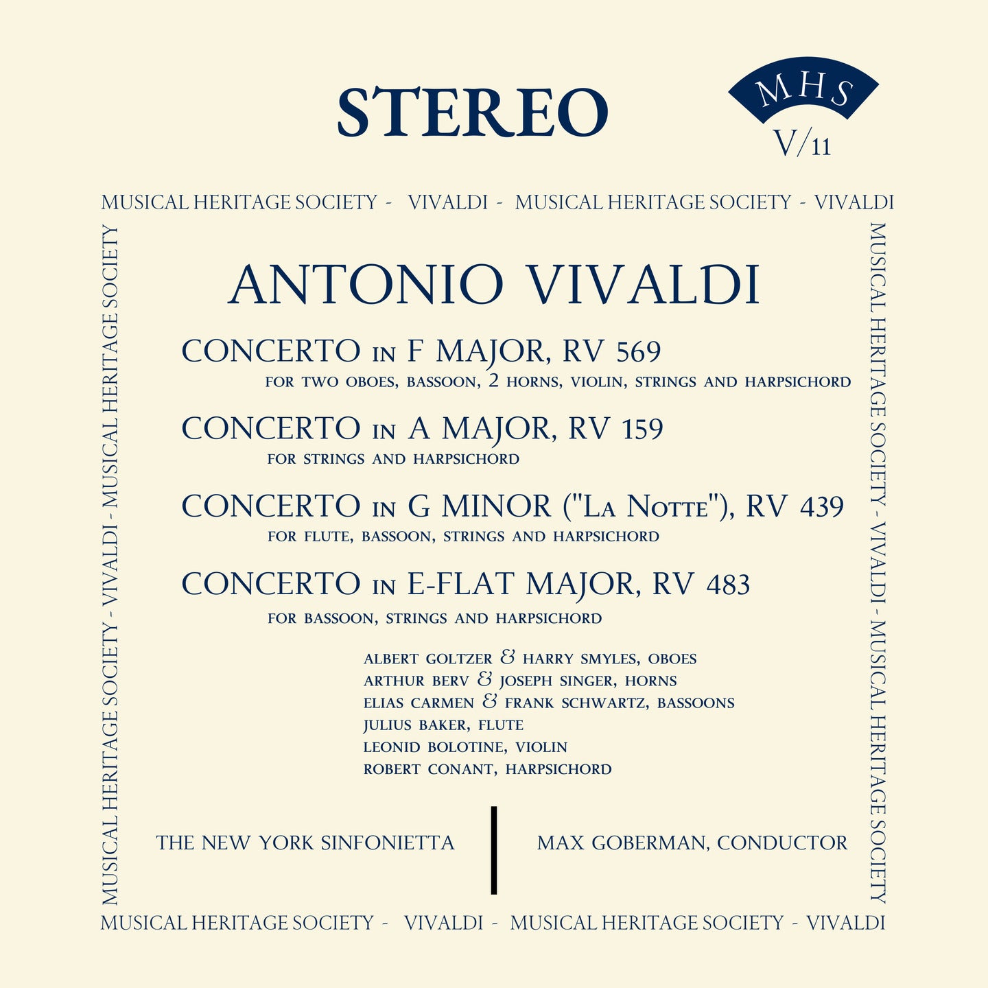 Vivaldi: Concertos (Vol. 11) - Max Goberman, New York Sinfonietta
