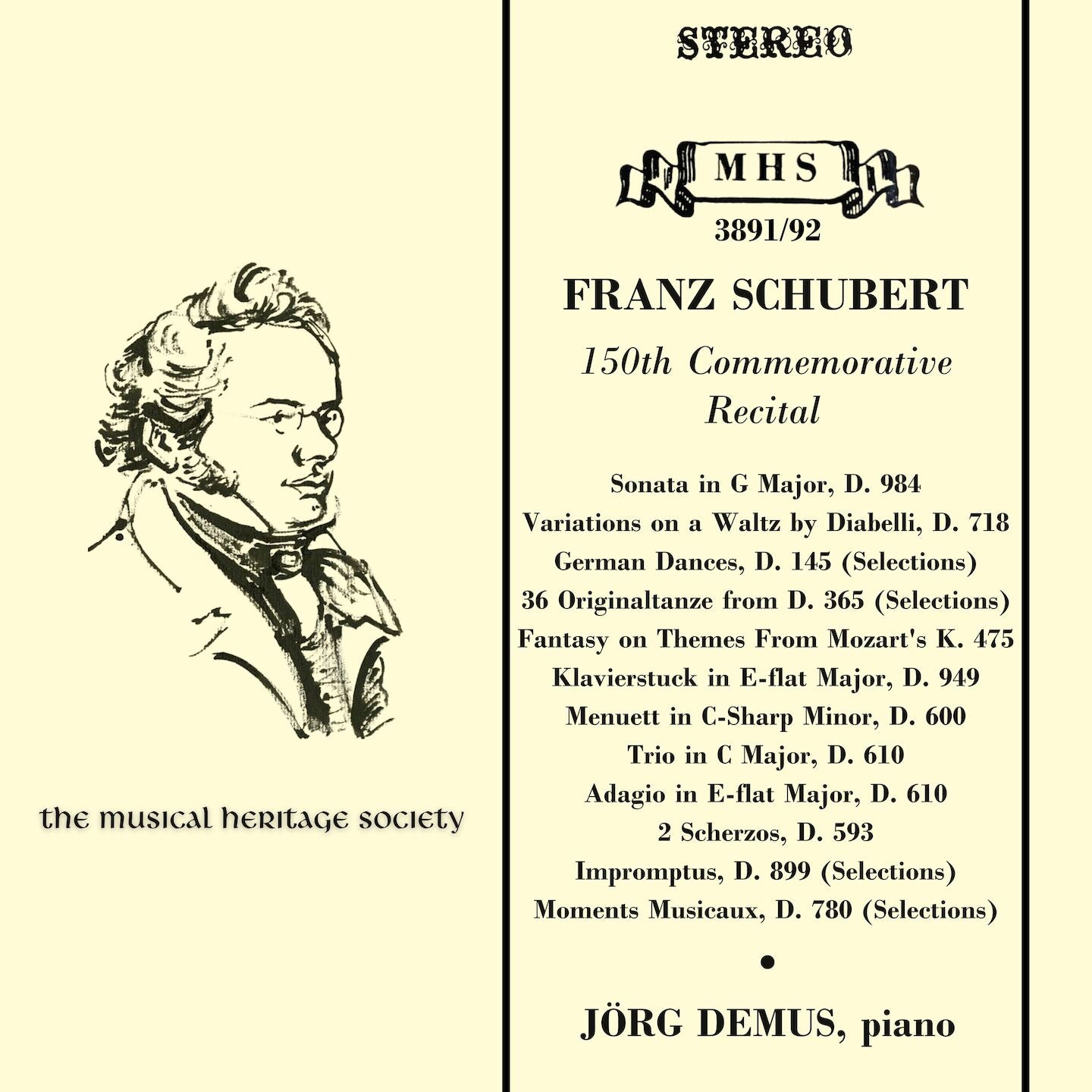 Schubert: 150th Commemorative Recital - Jörg Demus, piano