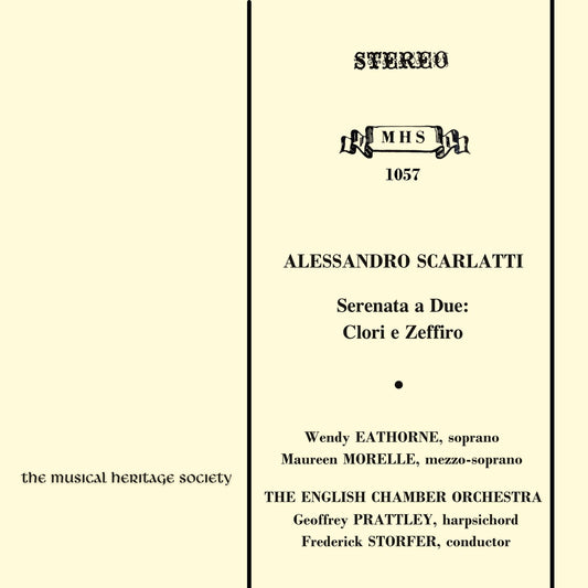 Cover of Alessandro Scarlatti's Serenata a Due: Clori e Zeffiro by the Musical Heritage Society featuring English Chamber Orchestra