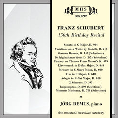 Schubert: 150th Commemorative Recital - Jörg Demus, piano